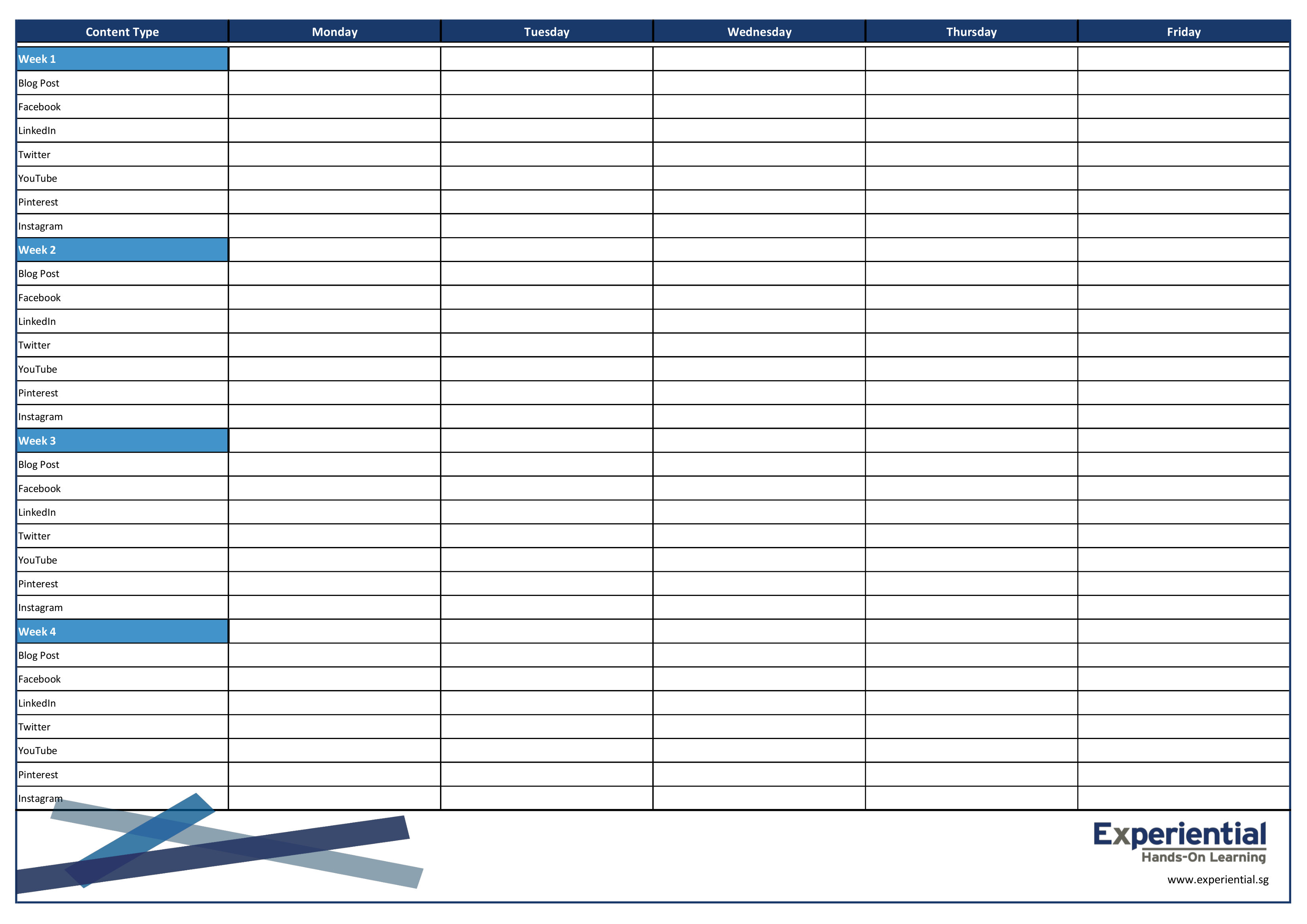 Content Marketing Calendar (Pdf) Fifty Sixty Entrepreneur